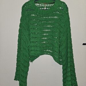Free People Emerald Open-Knit Sweater